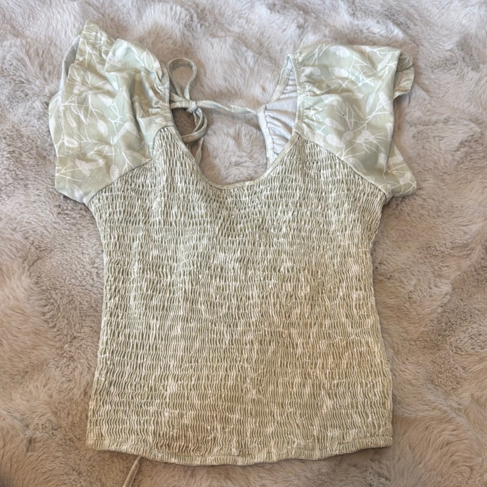 Elegant Green Smocked Top